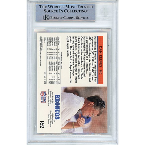 Dan Reeves Signed 1992 Pro Set Football Card Beckett Denver Broncos Autograph - Picture 4 of 6